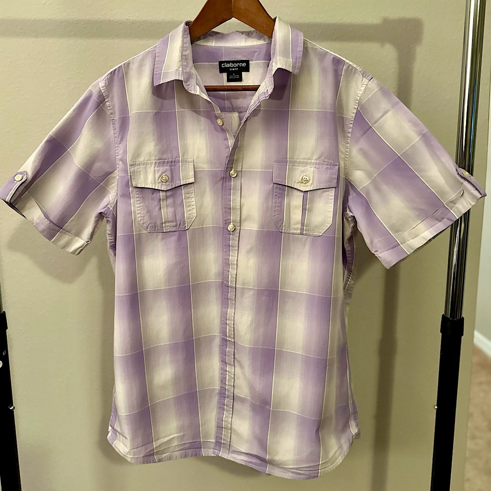 Claiborne Slim Fit Short Sleeve Button-Up Shirt Men’s Large